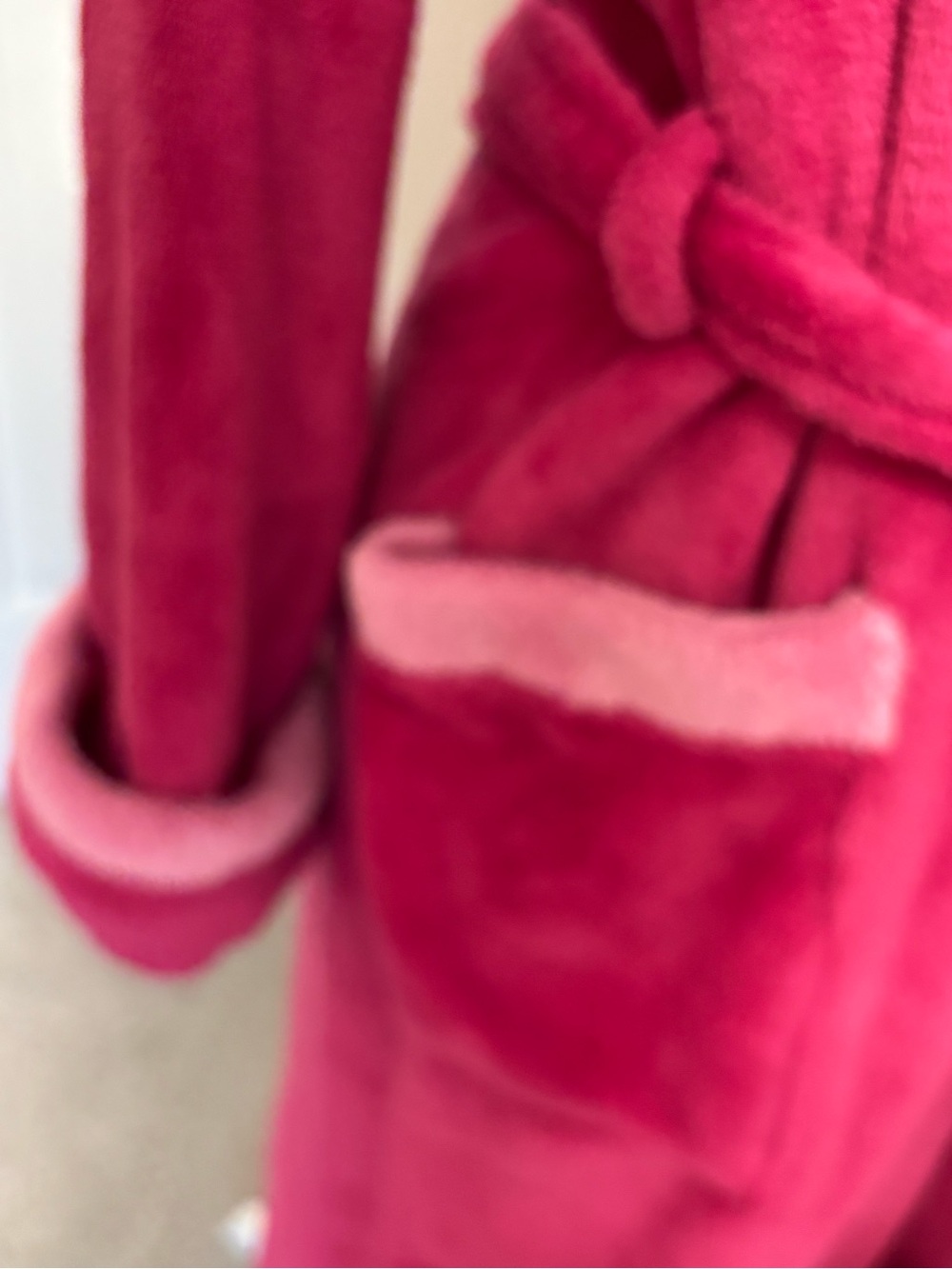 JASMINE ROSE Raspberry and Pink Long Fleece Robe - Picture 5 of 9